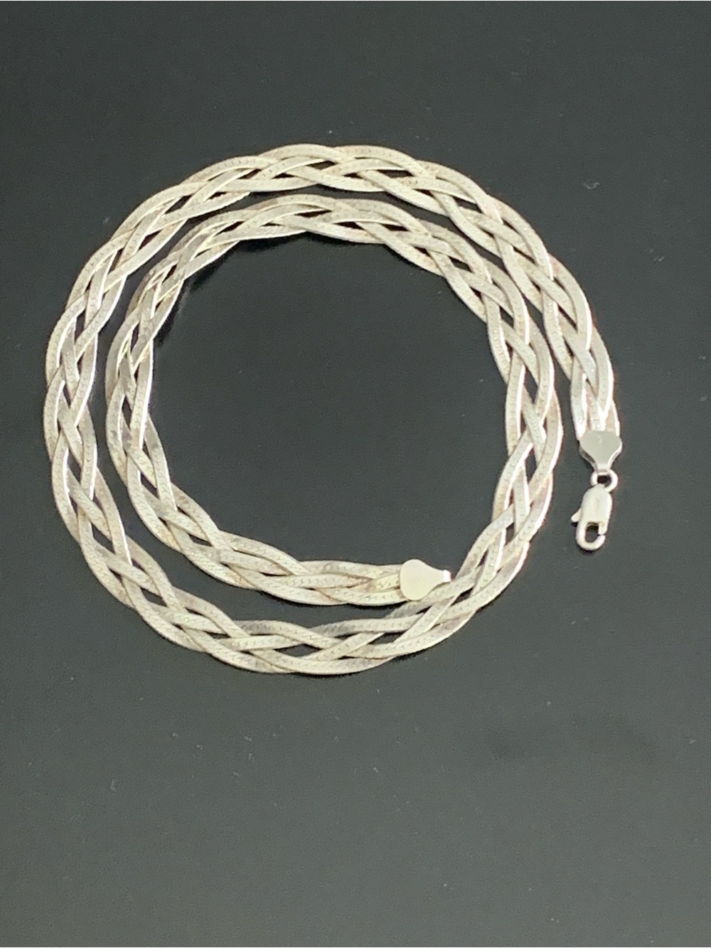 Vintage Solid 925 Sterling Silver Braided Chain Necklace / Made in Italy 20", 22